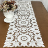 Caminho de Mesa 1.80m Crivo Floral Bordado Branco C/Nude