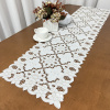 Caminho de Mesa 1.80m Crivo Floral Bordado Branco C/Nude II