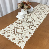 Caminho de Mesa 1.80m Crivo Floral Bordado Perola C/Bege