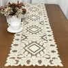 Caminho de Mesa 1.80m Crivo Floral Bordado Perola C/Bege