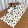 Caminho de Mesa 2.20m Crivo Floral Bordado Flor Bege