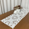 Caminho de Mesa 2.20m Crivo Floral Bordado Flor Branca 1