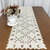 Caminho de Mesa 2.20m Crivo Floral Perola Bordado Bege