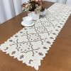 Caminho de Mesa 2.20m Crivo Floral Perola Bordado Bege