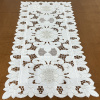 Caminho de Mesa 90cm Crivo Floral Bordado Branco C/Nude III