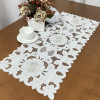Caminho de Mesa 90cm Crivo Floral Bordado Branco C/Nude III