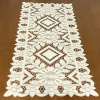 Caminho de Mesa 90cm Crivo Floral Bordado Perola C/Bege