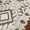 Caminho de Mesa 90cm Crivo Floral Bordado Perola C/Bege