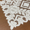 Caminho de Mesa 90cm Crivo Floral Bordado Perola C/Bege