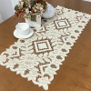 Caminho de Mesa 90cm Crivo Floral Bordado Perola C/Bege