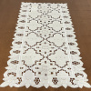 Caminho de Mesa 90cm Crivo Floral Perola Bordado Bege