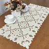 Caminho de Mesa 90cm Crivo Floral Perola Bordado Bege