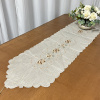 Caminho de Mesa Bordado Organza Bege C/ Flor marrom 1,80