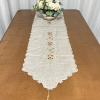 Caminho de Mesa Bordado Organza Bege C/ Flor marrom 1,80