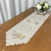 Caminho de Mesa Bordado Organza Branco C/ Florzinha Laranja 1,80