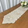 Caminho de Mesa Bordado Organza Branco C/ Florzinha Nude 1,80