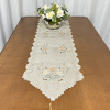 Caminho de Mesa Bordado Organza Branco C/ Florzinha Nude 1,80