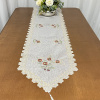 Caminho de Mesa Bordado Organza Branco C/ Florzinha Vinho e Rosé 1,80