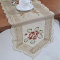 Caminho de Mesa Trilho Bordado Organza Bege C/ Flor Telha - 1,80m