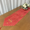 Caminho de Mesa Bordado Organza Vermelho C/ Flor mesclada 1,80
