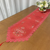 Caminho de Mesa Bordado Organza Vermelho Vaso de Flor 1,80