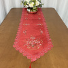 Caminho de Mesa Bordado Organza Vermelho Vaso de Flor 1,80