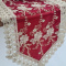 Caminho De Mesa Trilho Bordado Guippir Rendado Realeza Vermelho C/Dourado 1.50m