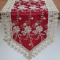 Caminho De Mesa Trilho Bordado Guippir Rendado Realeza Vermelho C/Dourado 1.50m