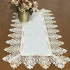 Caminho de Mesa C/ Barrado em Guippir Branco E Bege 90 cm