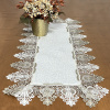 Caminho de Mesa C/ Barrado em Guippir Branco E Cinza 90 cm