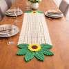 Caminho de Mesa em Crochê 1,60m Flor Amarela