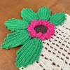 Caminho de Mesa em Crochê 1,60m Flor Rosa