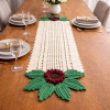 Caminho de Mesa em Crochê 1,60m Flor Vinho