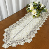 Caminho de Mesa em Lese Bordado C/Barrado em Guippir Perola Floral 1,50m