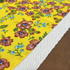 Caminho de Mesa em Tear e Chita com Franja 1.60m Amarelo C/Florzinhas Laranja