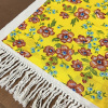 Caminho de Mesa em Tear e Chita com Franja 1.60m Amarelo C/Florzinhas Laranja