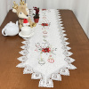 Caminho de Mesa Natalino Bordado Com Guippir 1.50m Branco Flor Vermelha