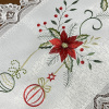 Caminho de Mesa Natalino Bordado Com Guippir 1.50m Branco Flor Vermelha