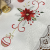 Caminho de Mesa Natalino Bordado Com Guippir 1.50m Branco Flor Vermelha