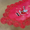 Caminho de Mesa Natalino Bordado Com Guippir 1.50m Vermelho Papai Noel ll