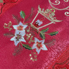 Caminho de Mesa Natalino Bordado Com Guippir 1.50m Vermelho Vela C/Floral Branco