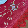 Caminho de Mesa Natalino Bordado Com Guippir 1.50m Vermelho Vela C/Floral Branco
