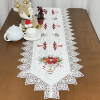 Caminho de Mesa Natalino Bordado Com Guippir 1.80m Branco Floral C/Laço Vermelho