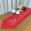 Caminho de Mesa Natalino Bordado Com Guippir 1.80m Vermelho Papai Noel II