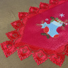 Caminho de Mesa Natalino Bordado Com Guippir 1.80m Vermelho Sino C/Meia Azul