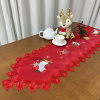 Caminho de Mesa Natalino Bordado Com Guippir 1.80m Vermelho Sino C/Meia Azul