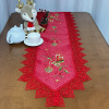 Caminho de Mesa Natalino Bordado Com Guippir 1.80m Vermelho Vela II
