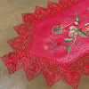 Caminho de Mesa Natalino Bordado Com Guippir 1.80m Vermelho Vela II