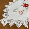 Caminho de Mesa Natalino Bordado Com Guippir 2.20m Branco Flor Vermelha