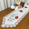 Caminho de Mesa Natalino Bordado Com Guippir 2.20m Branco Guirlanda